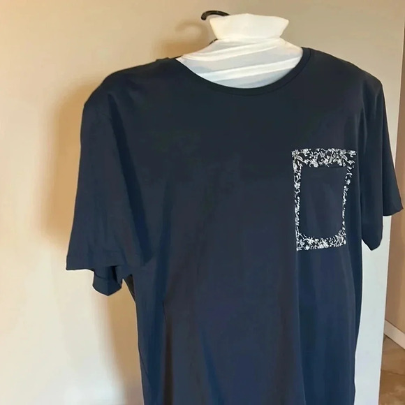 SELECTED HOMME ORGANIC COTTON BLUE  T SHIRT WITH RIBBED COLLAR.CONTRAST POCKET. - Picture 4 of 11